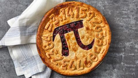 image of pi symbol inside a baked pie