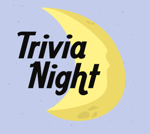 "Trivia Night" written over a crescent moon.