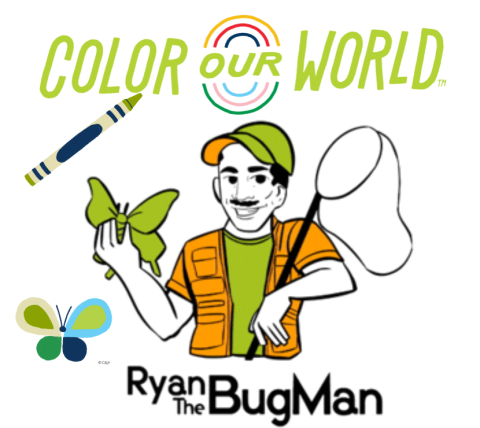 Ryan the BugMan logo with text Color Our World