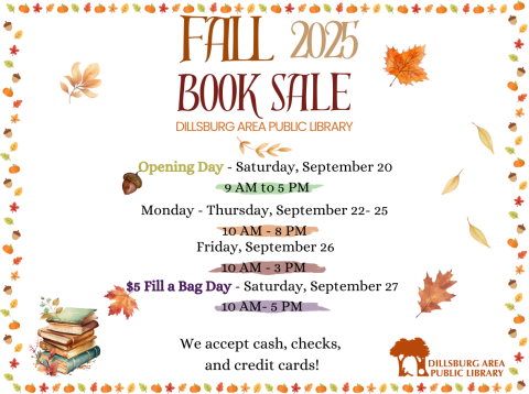 Dillsburg Fall 2025 Used Book Sale - September 20 to September 27