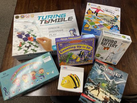image of a pile of games and learning kits