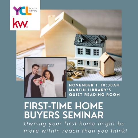 Workshop poster showing happy young couple with new house keys