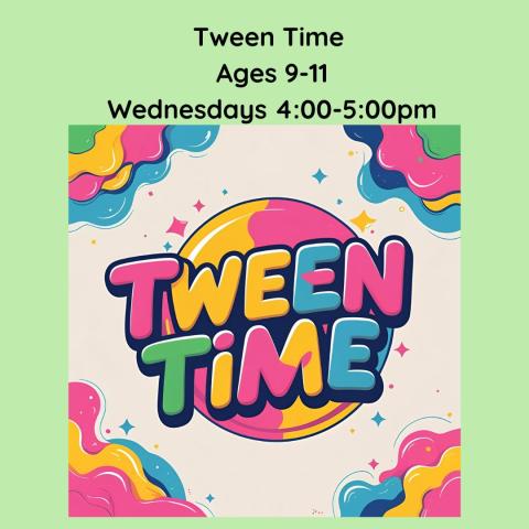 bright color bubble letters on circle background, with paint splotches on each corner
