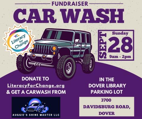 Advertisement for Literacy for Change Fundraiser Car Wash