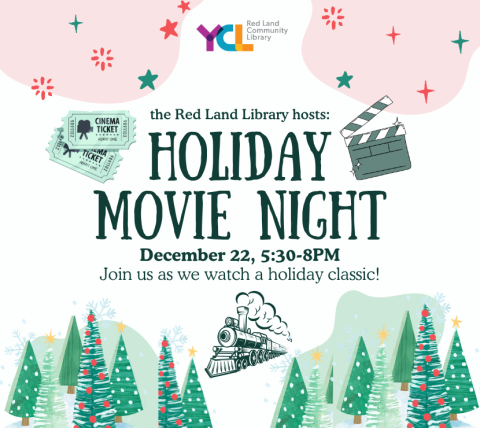 Holiday Movie Night at the Red Land Library on December 22 from 5:30-8PM