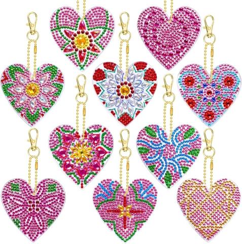 Valentine's Day Heart Diamond Painting Keychain