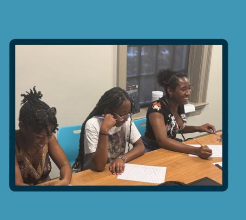 Teens talking in the Teen Study.