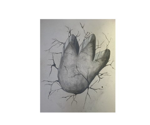 image of dino footprint cracking sidewalks