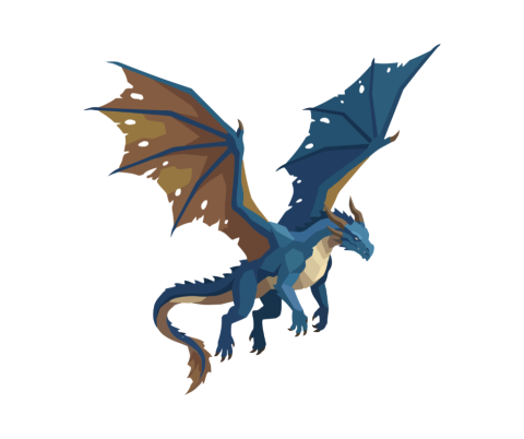 image of blue and brown dragon in flight