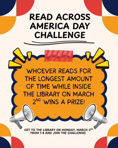 Whoever spends the longest amount of time reading in the library on March 2nd wins!