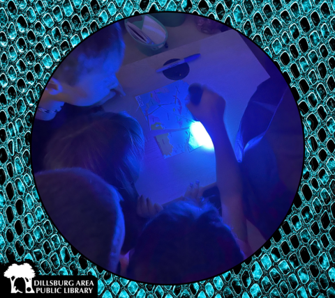 Kids using ultraviolet flashlight