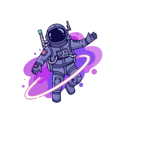 purple astronaut floating