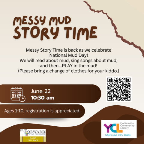 image of mud and text describing event date and time