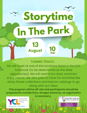 image of park with outdoor story time details