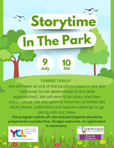 image of park with outdoor story time details
