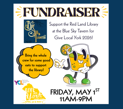 Red Land Library's Give Local York Fundraiser at the Blue Sky Tavern, May 1st 11AM-9PM