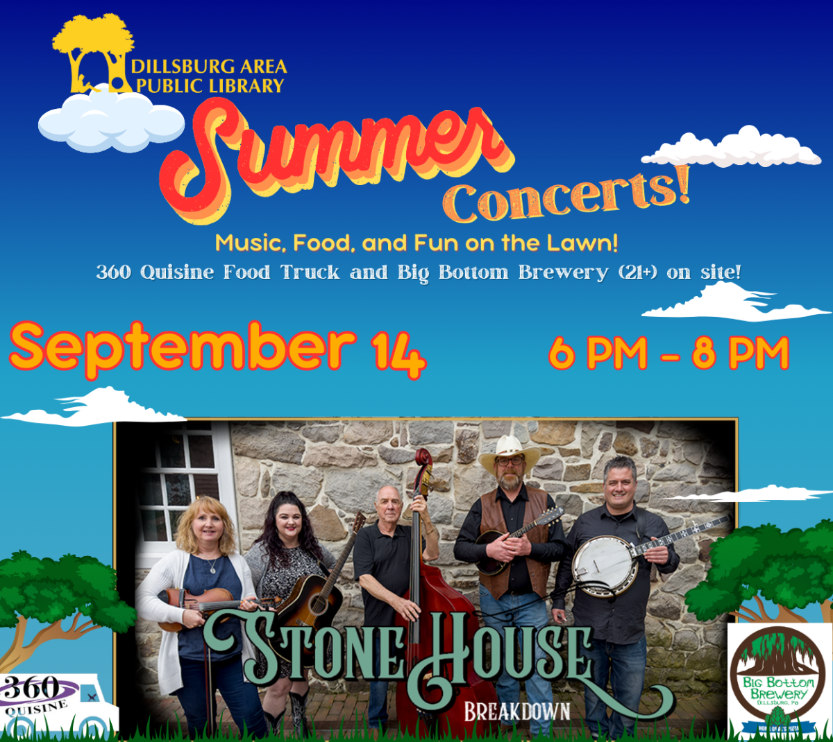 Stone House Breakdown – Grand Finale of Dillsburg’s Summer Lawn Concerts - September 14 at 6:00 PM