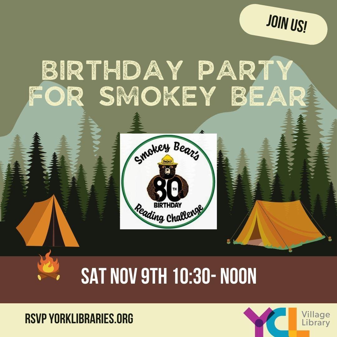 Birthday Party for Smokey Bear Invitation with woods background