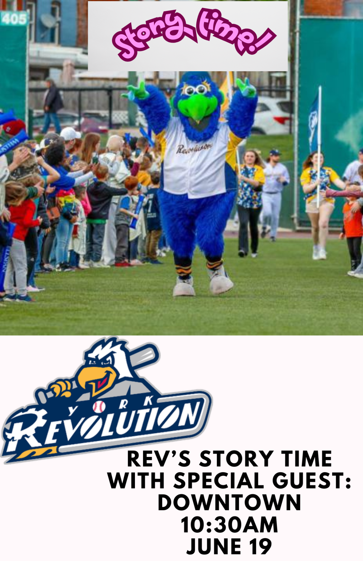 Rev's Story Time with Mascot Downtown Pictured.