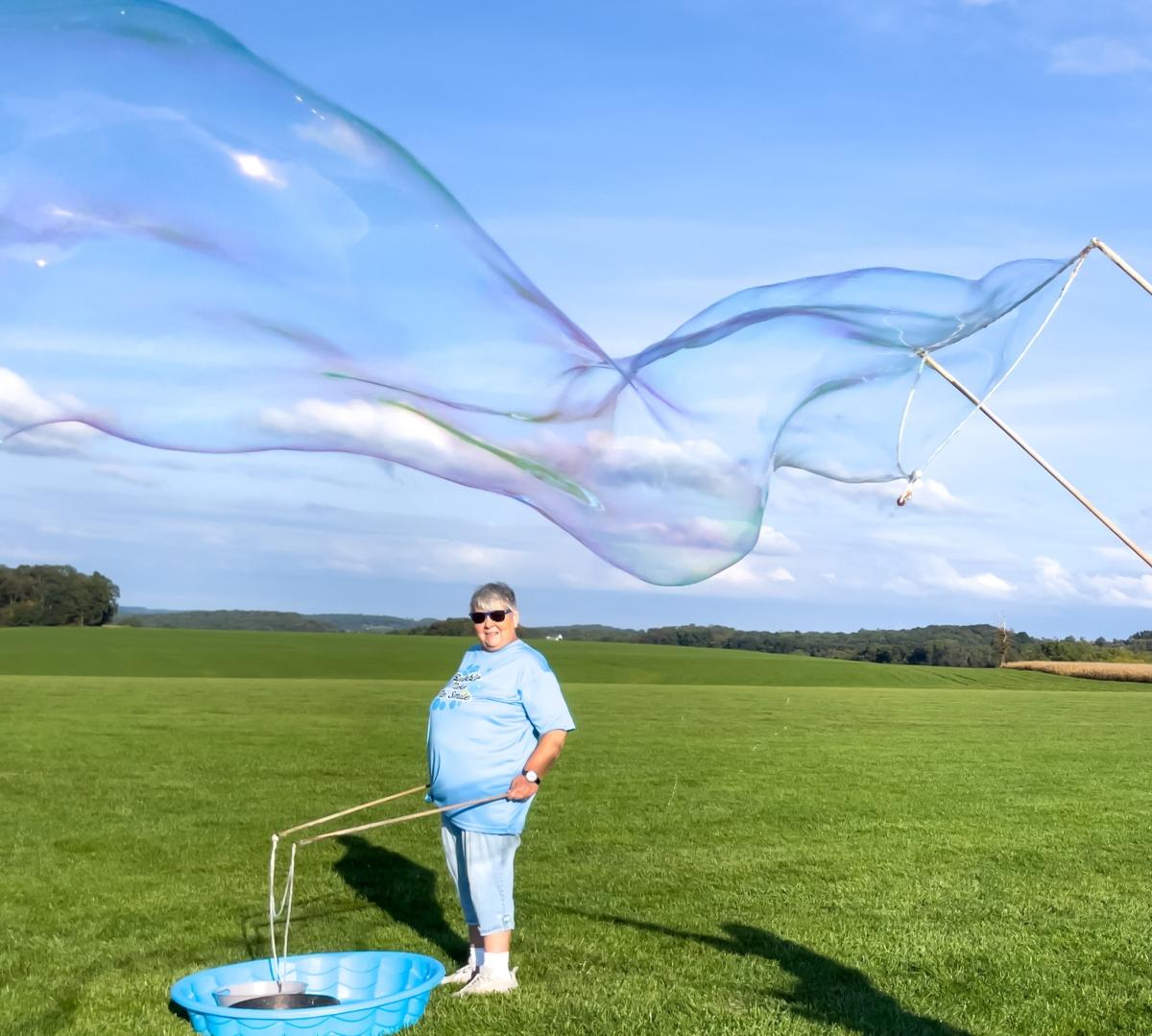 The York Bubble Lady making bubbles