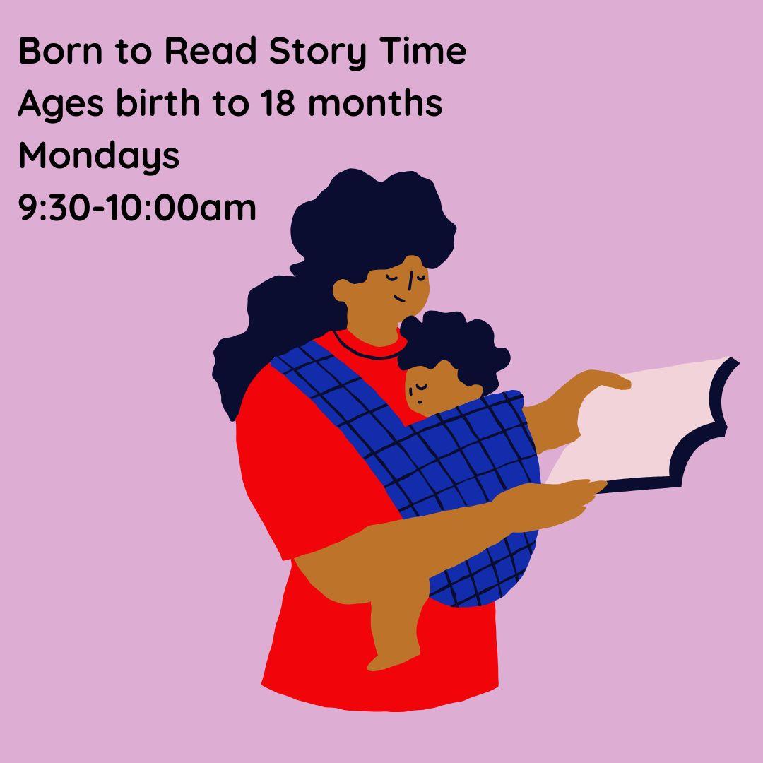 mom of color with baby in front carrier reading a book