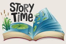 image of trees growing out of a book and words Story Time