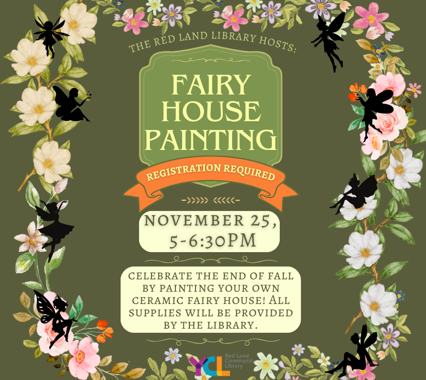 Fairy House Painting at the Red Land Library, November 25th from 5-6:30PM
