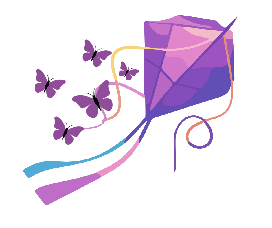 kite and butterflies