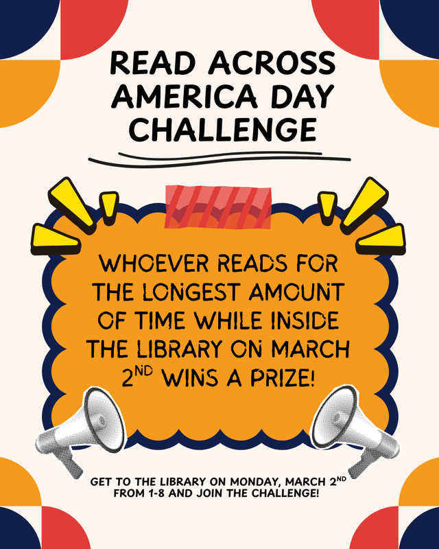 Whoever spends the longest amount of time reading in the library on March 2nd wins!