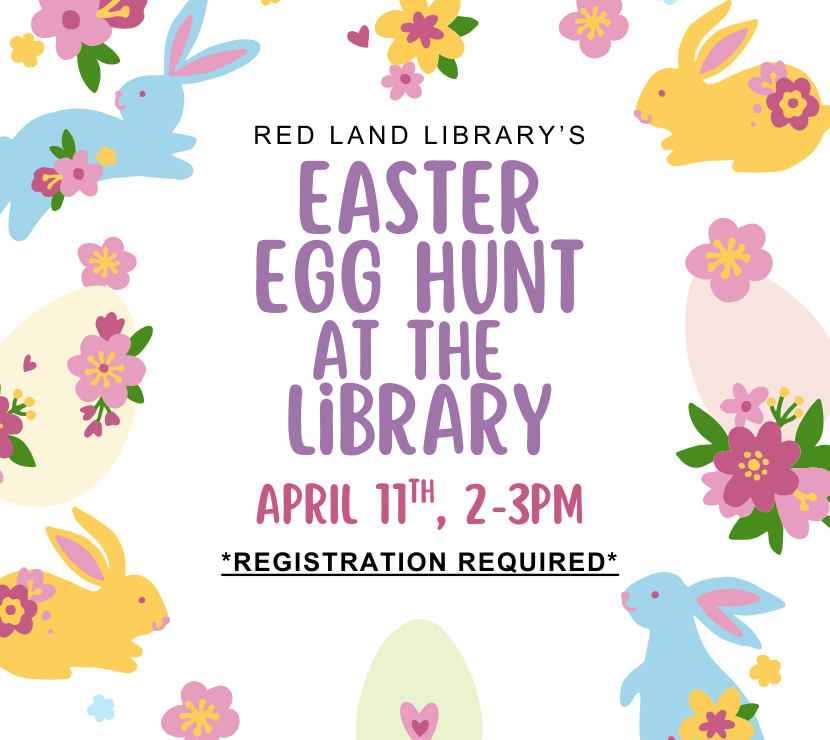 Easter Egg Hunt at the Red Land Library, April 11th from 2-3PM