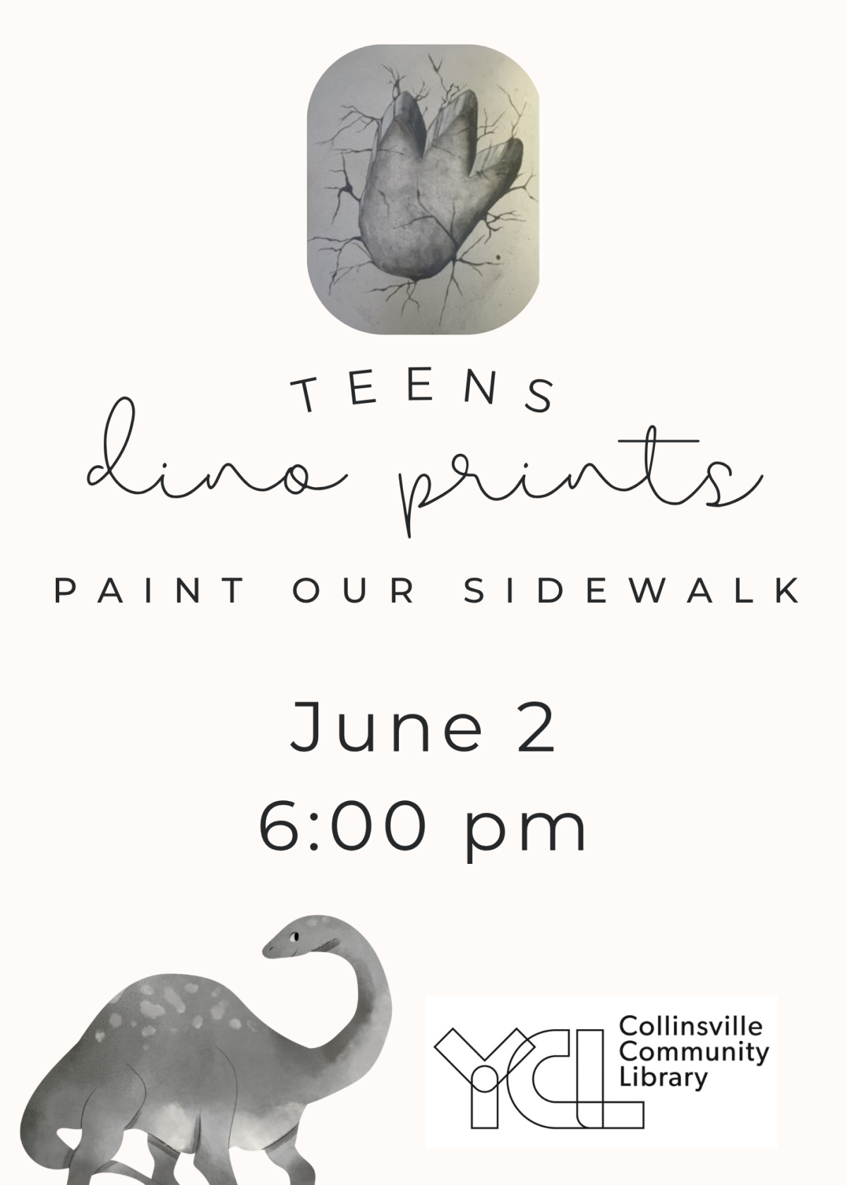 image of flyer with dino and dino prints and event details