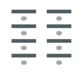 Three columns of tables facing forward with ONE chair placed at each table