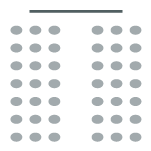 Two columns of chairs facing toward screen/presentation.